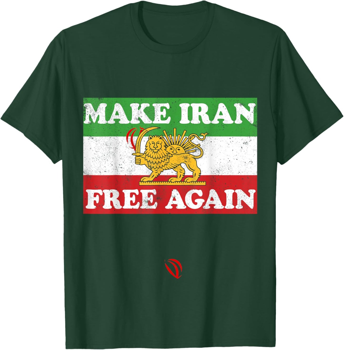Iran Flagge Löwe Sonne Schwert Free Iran Unterstützung Frauen des Iran T-Shirt - T-Shirt | Forest