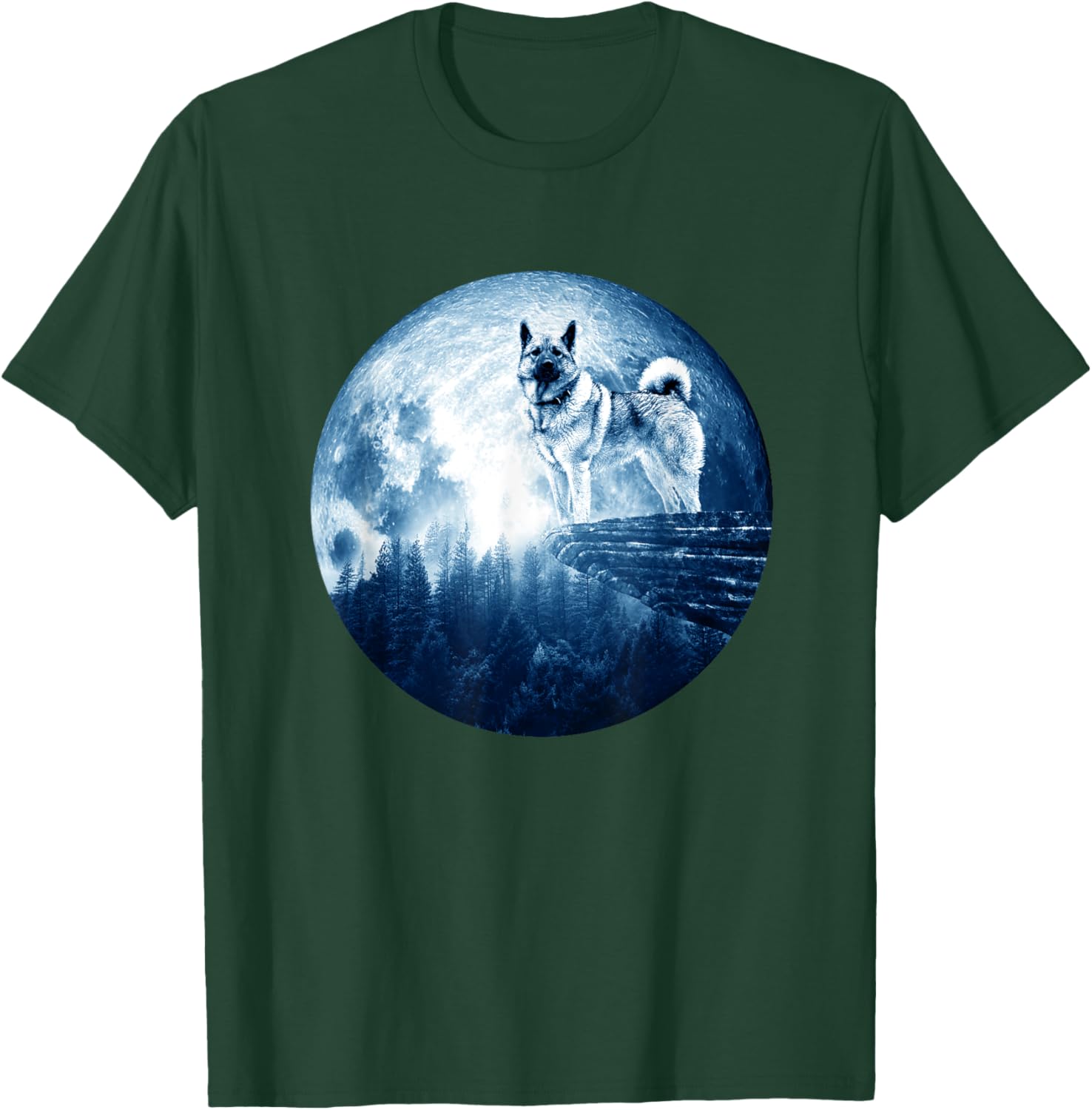 Norwegian Elkhound Dog Moon Dog Mom Dad Women Men Dog Lovers T-Shirt - T-Shirt | Forest