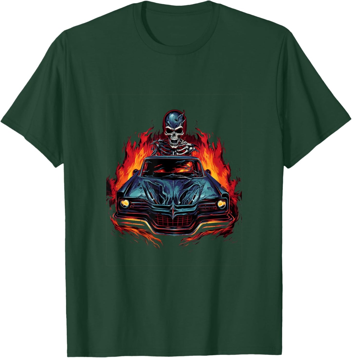 Muscle Car Skeleton Driving Vintage Car T-Shirt - T-Shirt | Forest