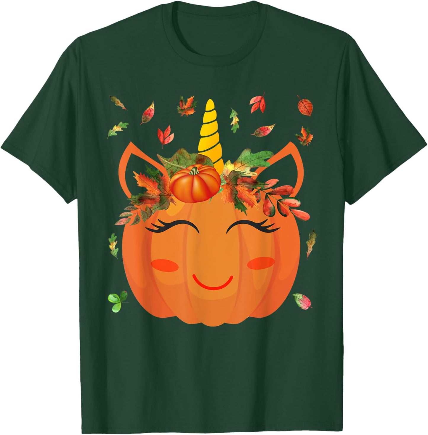 Cute Unicorn Pumpkin for Kids Halloween Thanksgiving T-Shirt - T-Shirt | Forest