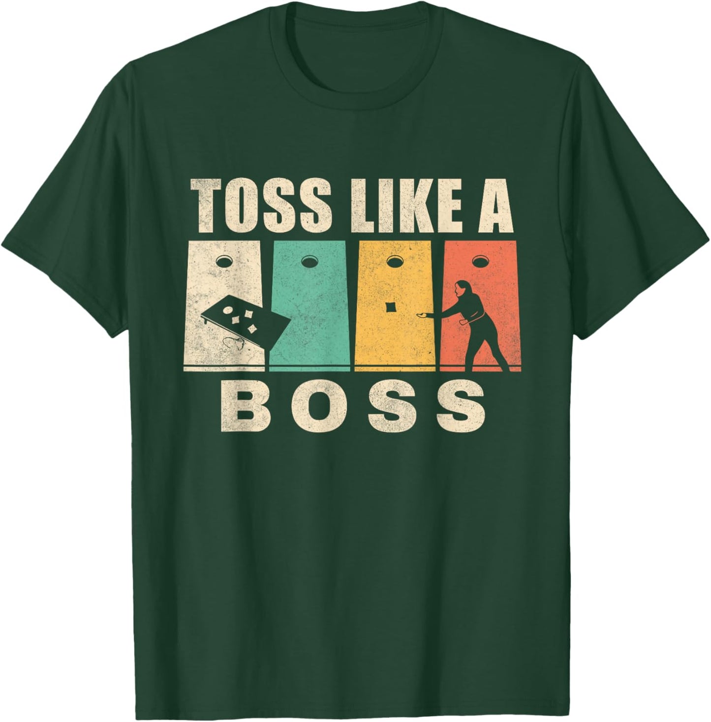 Funny Cornhole Shirt Women Toss Like A Boss Dad T-Shirt - T-Shirt | Forest