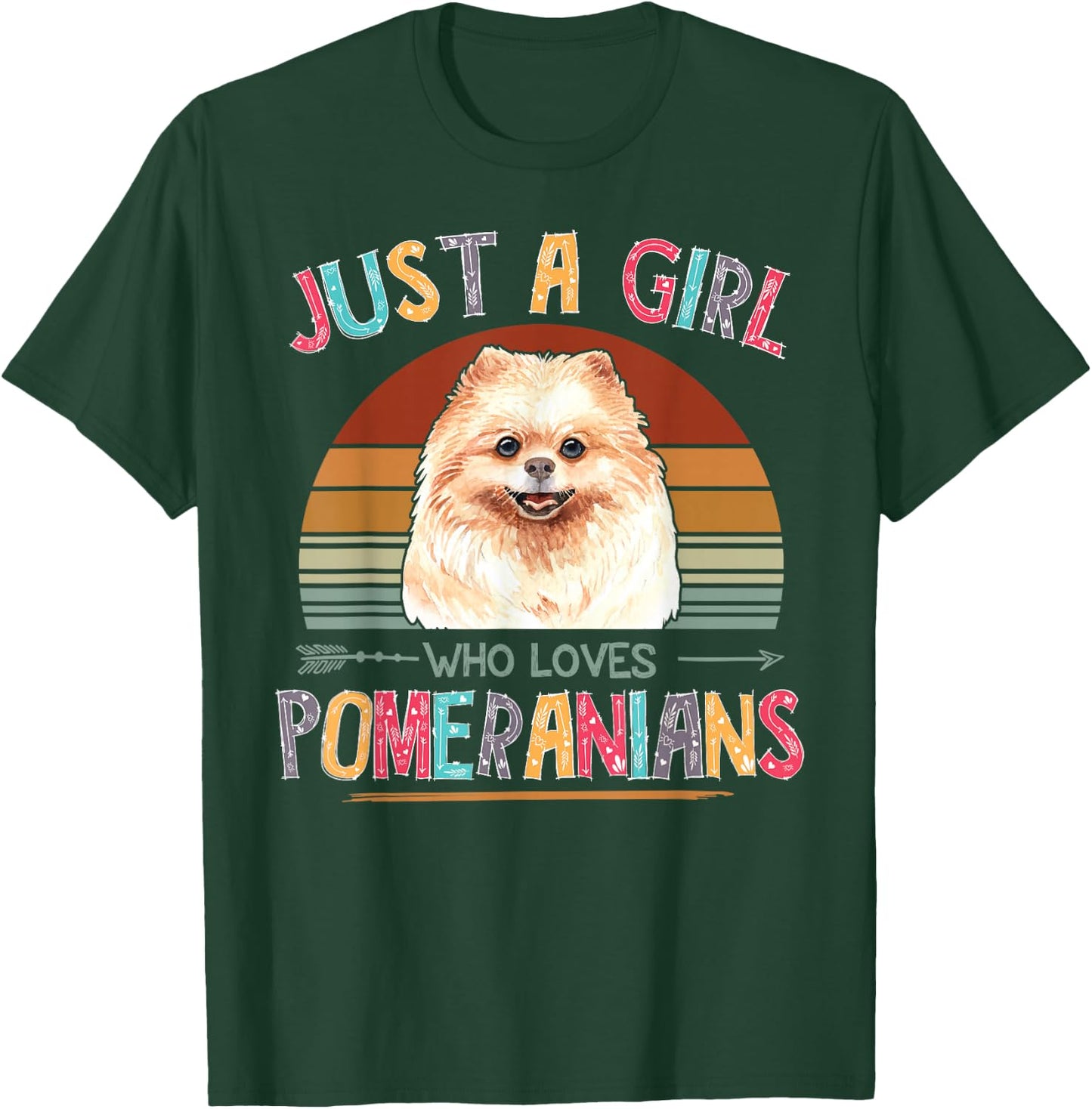 Vintage Just A Girl Who Loves Pomeranians Dog Lovers Gift T-Shirt - T-Shirt | Forest