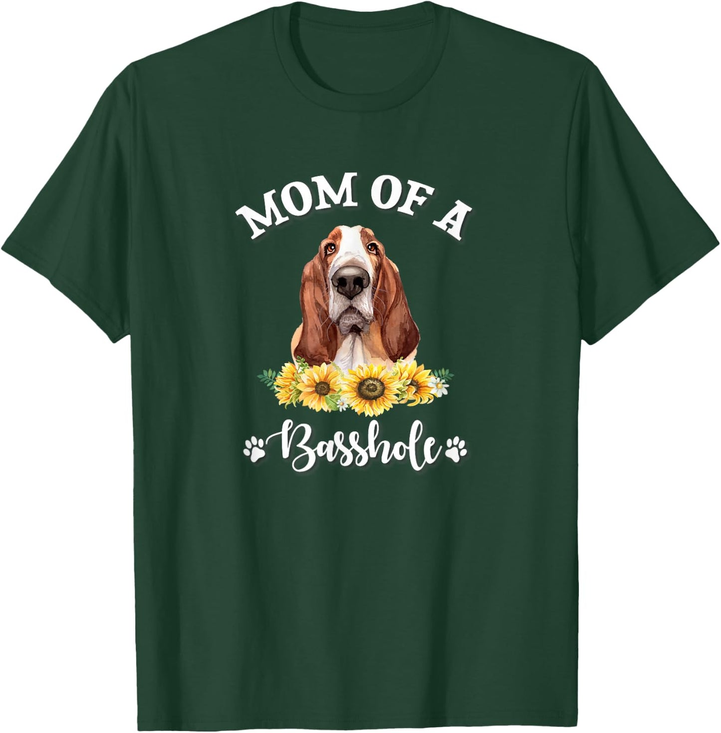 Cute Girls Sunflowers Mom Basset Hound Dog Lover T-Shirt - T-Shirt | Forest