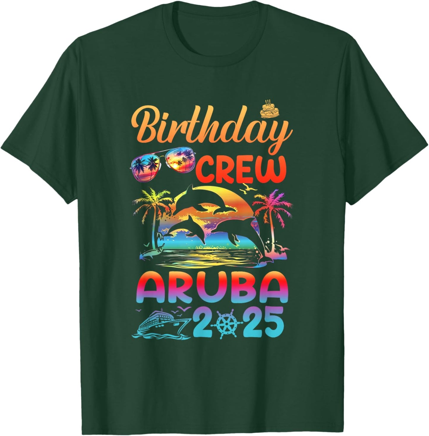 Aruba Birthday Trip Vacation 2025 Matching Group T-Shirt - T-Shirt | Forest