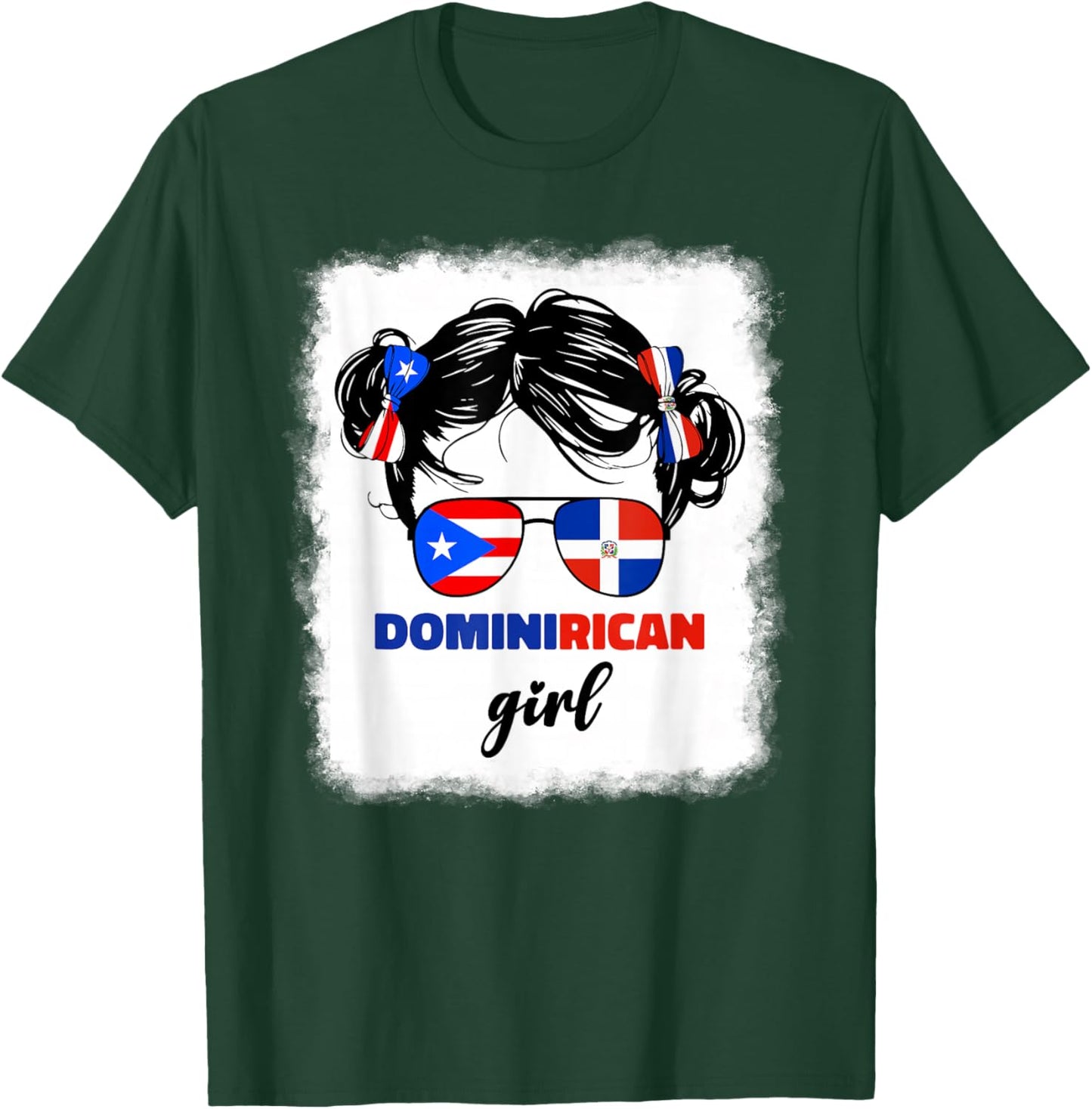 DominiRican Girls Kids Dominican And Puerto Rican Rico Flag T-Shirt - T-Shirt | Forest