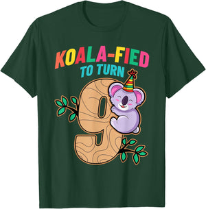 Koalafied To Turn 9 Koala Bear 9th Birthday Party Nine Cute T-Shirt - T-Shirt | Forest