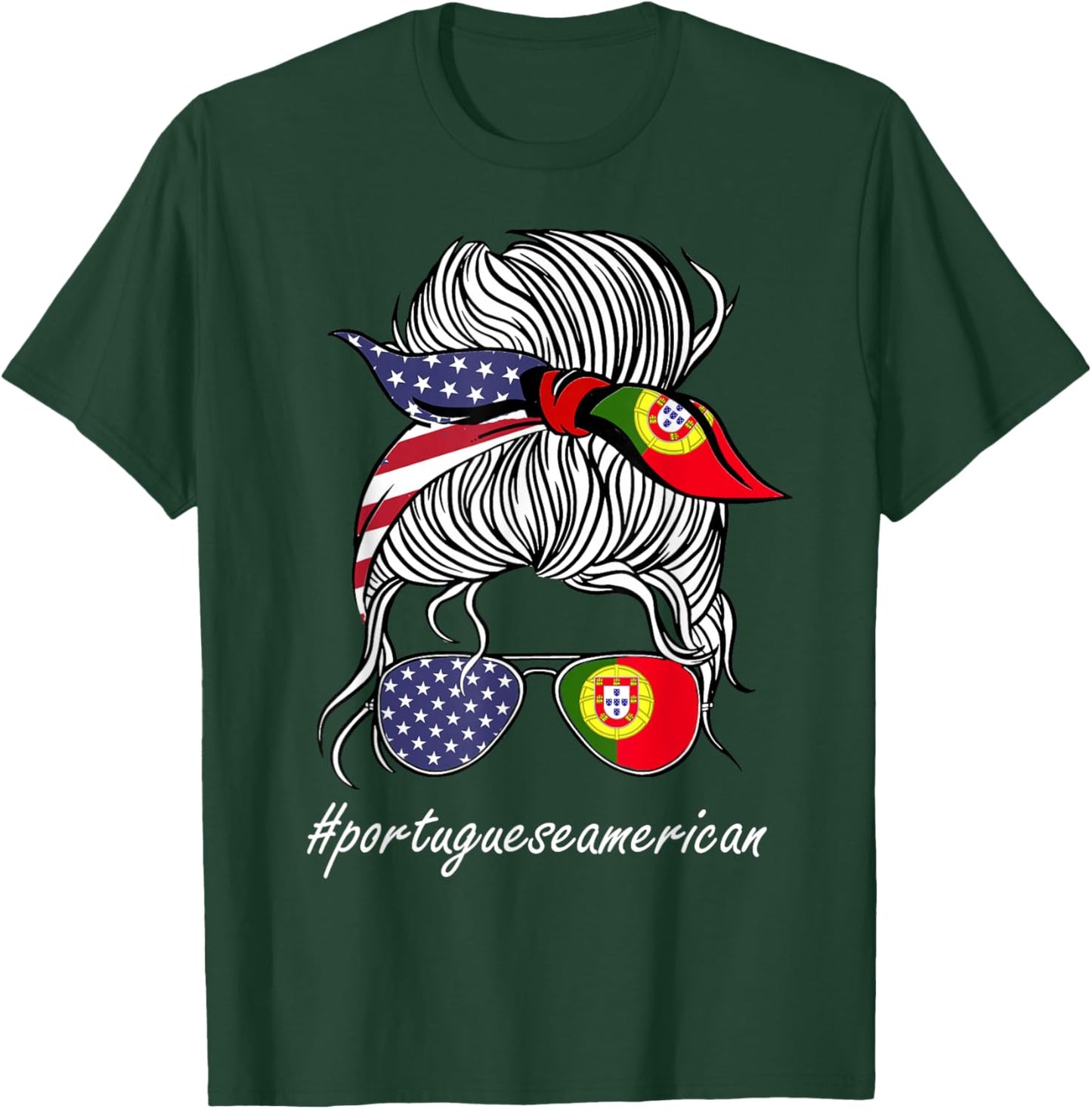 Portugal Heritage American Grown Women Girl Portugal Flag T-Shirt - T-Shirt | Forest