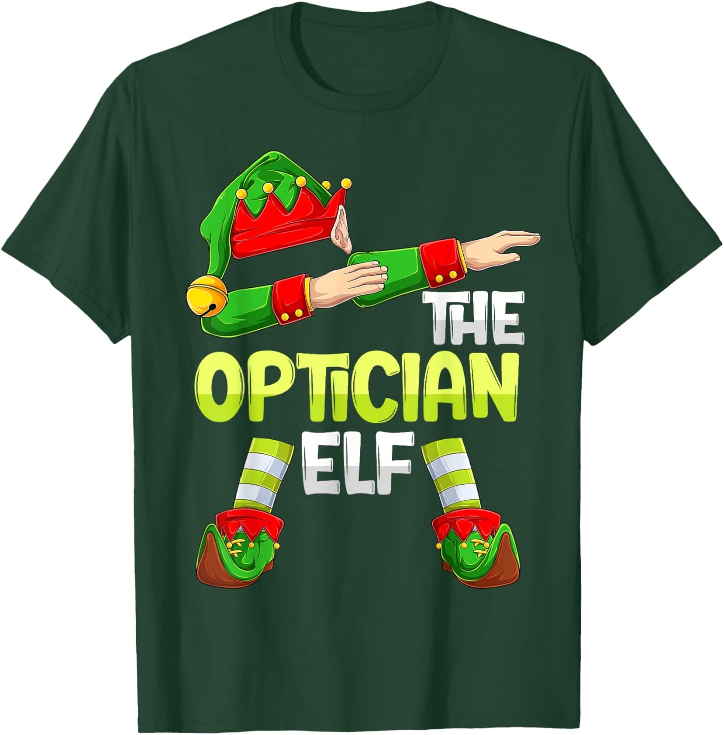 Dabbing Elf Christmas Optometrist Optometry The Optician Elf T-Shirt - T-Shirt | Forest