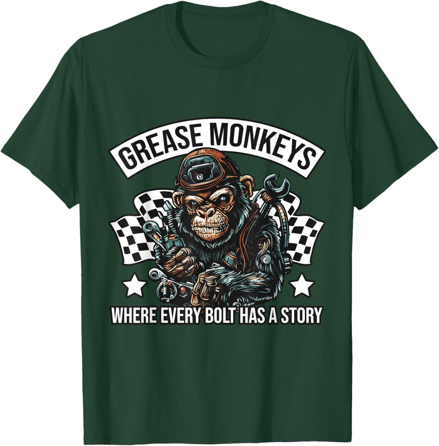Grease Monkeys Chronicles - Bolt Tales Car Mechanic T-Shirt - T-Shirt | Forest