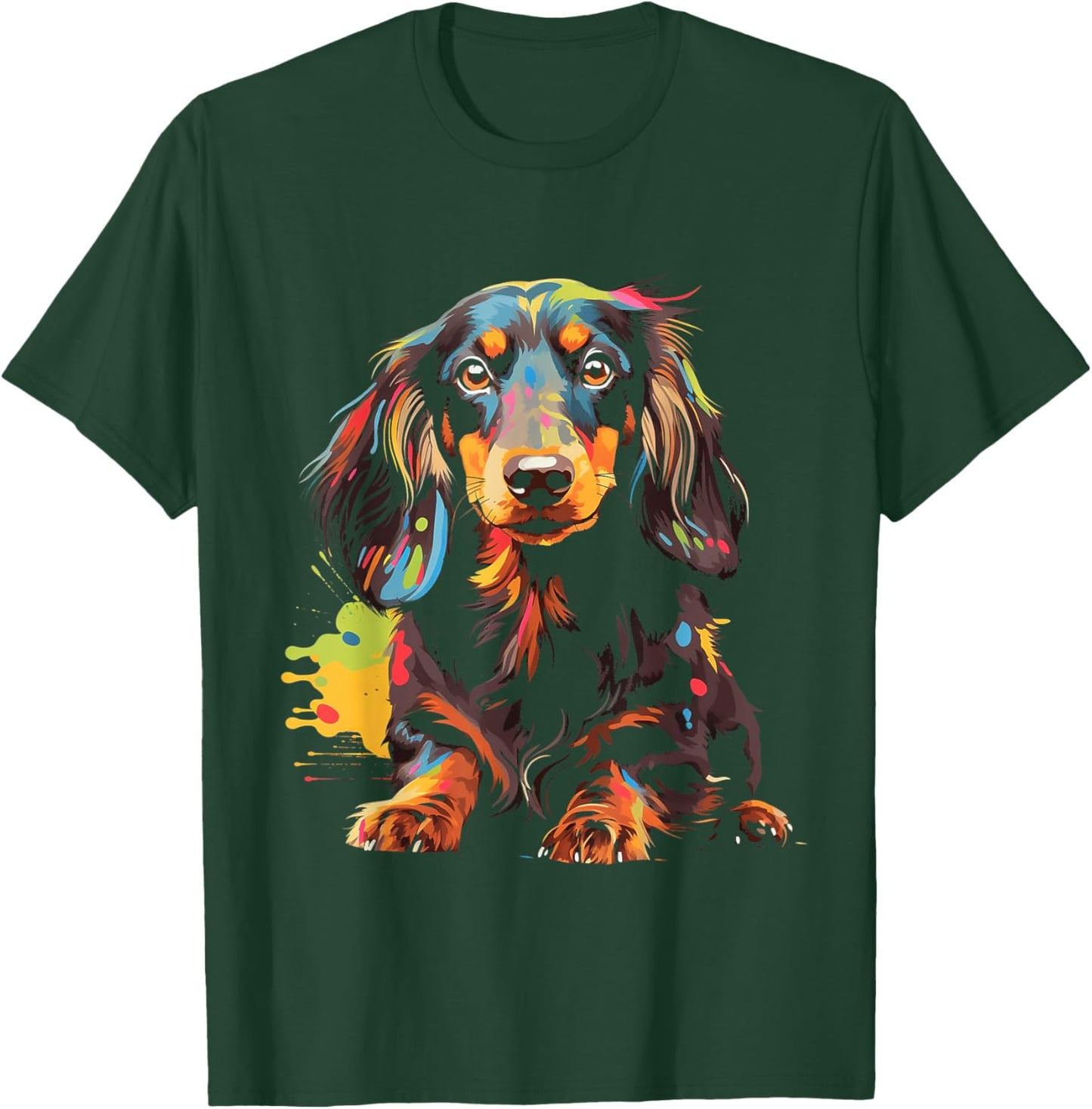 Long Hair Dachshund Puppy Best Dog Walking Pet T-Shirt - T-Shirt | Forest