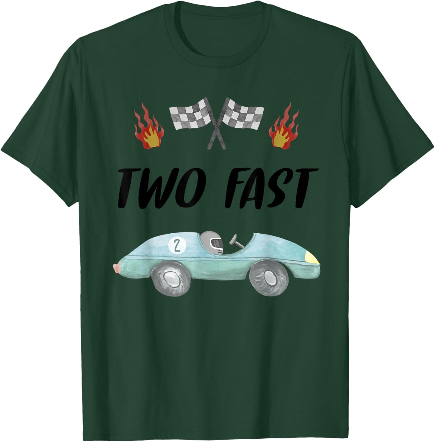 2nd Birthday Two Fast Race Car Second Bday Party Family T-Shirt - T-Shirt | Forest