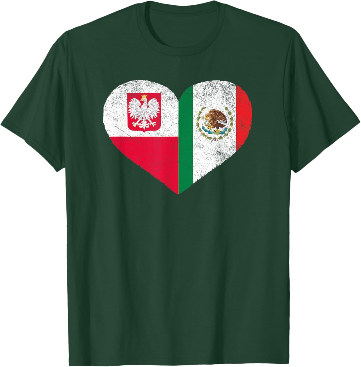 Polish Mexican Flag Heart Poland Mexico T-Shirt - T-Shirt | Forest