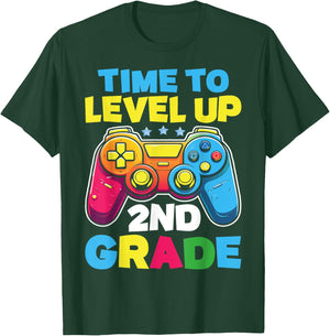 Time To Level Up 2nd Grade Video Gamer Kids Back To School T-Shirt - T-Shirt | Forest