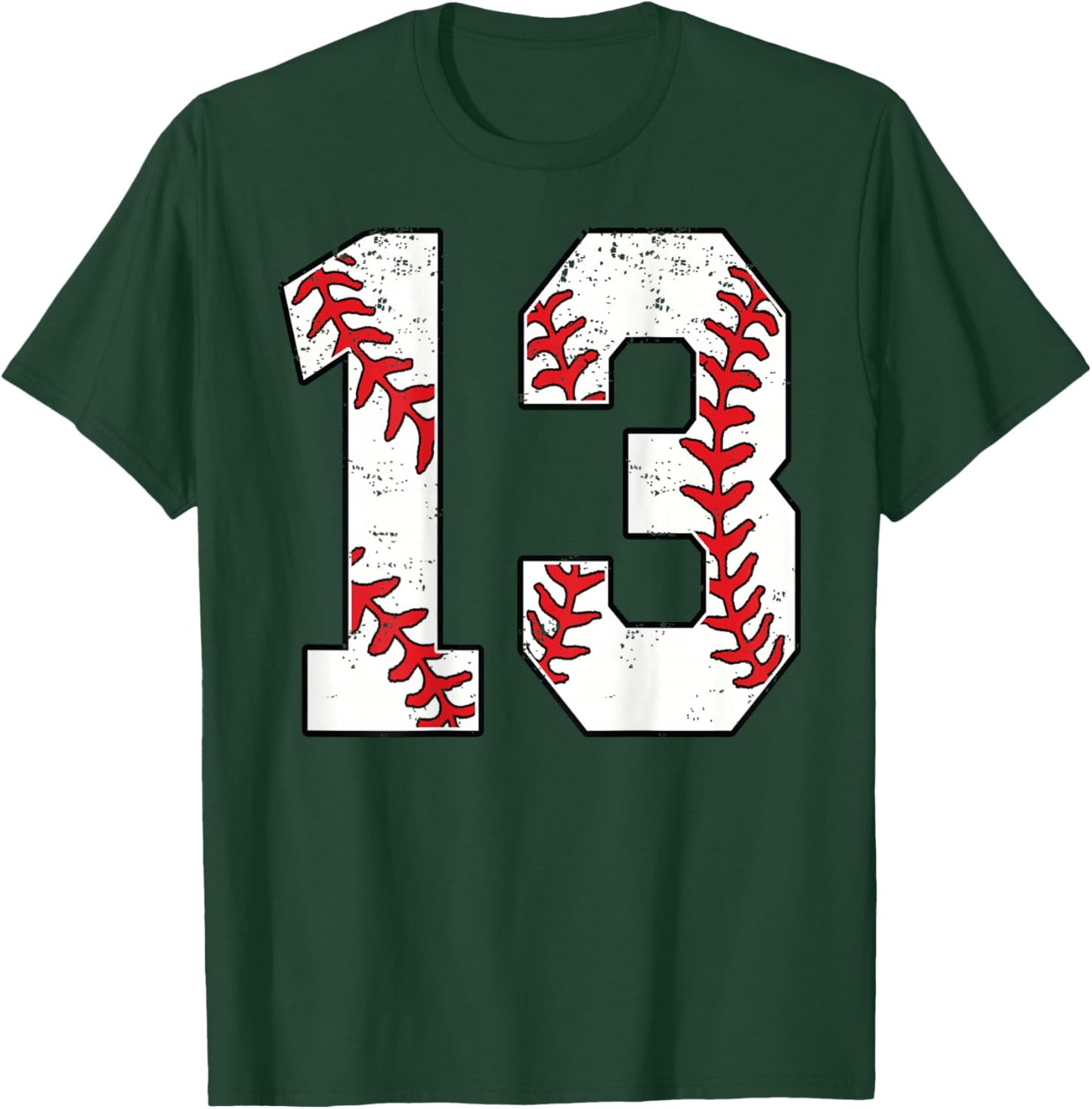 Number #13 Baseball Jersey Number 13 Print On Back T-Shirt - T-Shirt | Forest