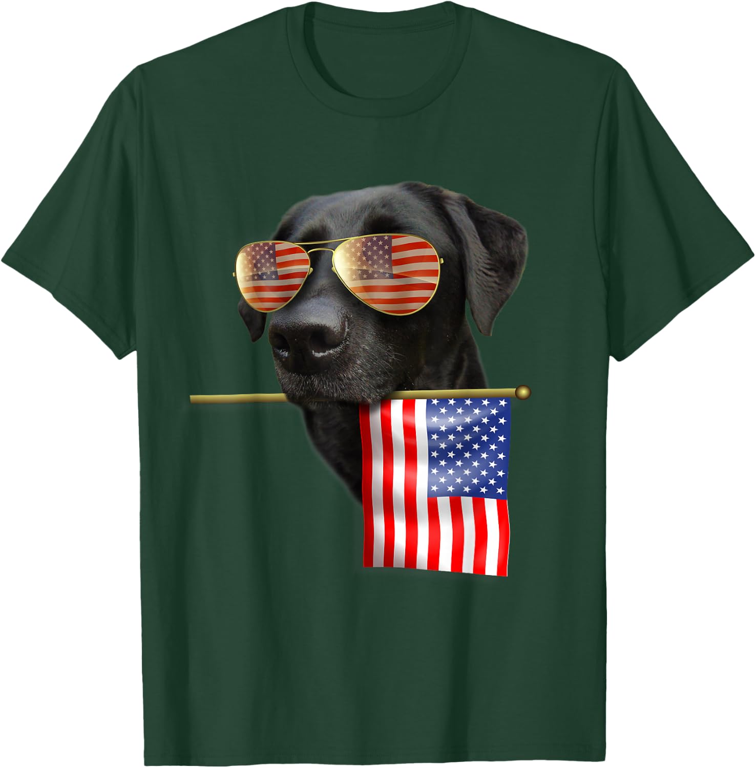 4th of July Shirt Fun American Flag Labrador Dog Lover Gift T-Shirt - T-Shirt | Forest