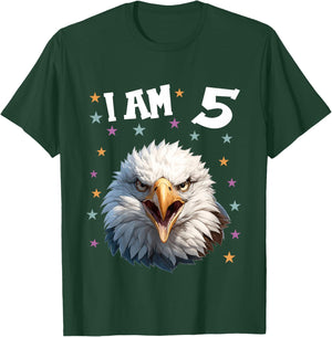 Kids 5 Years old 5 birthday Bald Eagles Boy Girl Bald Eagle T-Shirt - T-Shirt | Forest