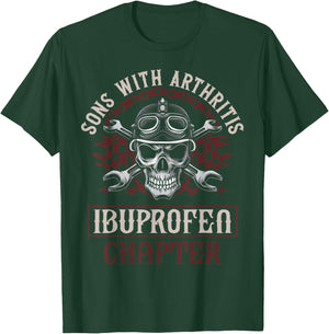 Funny Apparel for older Bikers Sons with Arthritis Ibuprofen Chapter Men's Black Small Motorcycle Biker T-Shirt - T-Shirt | Forest