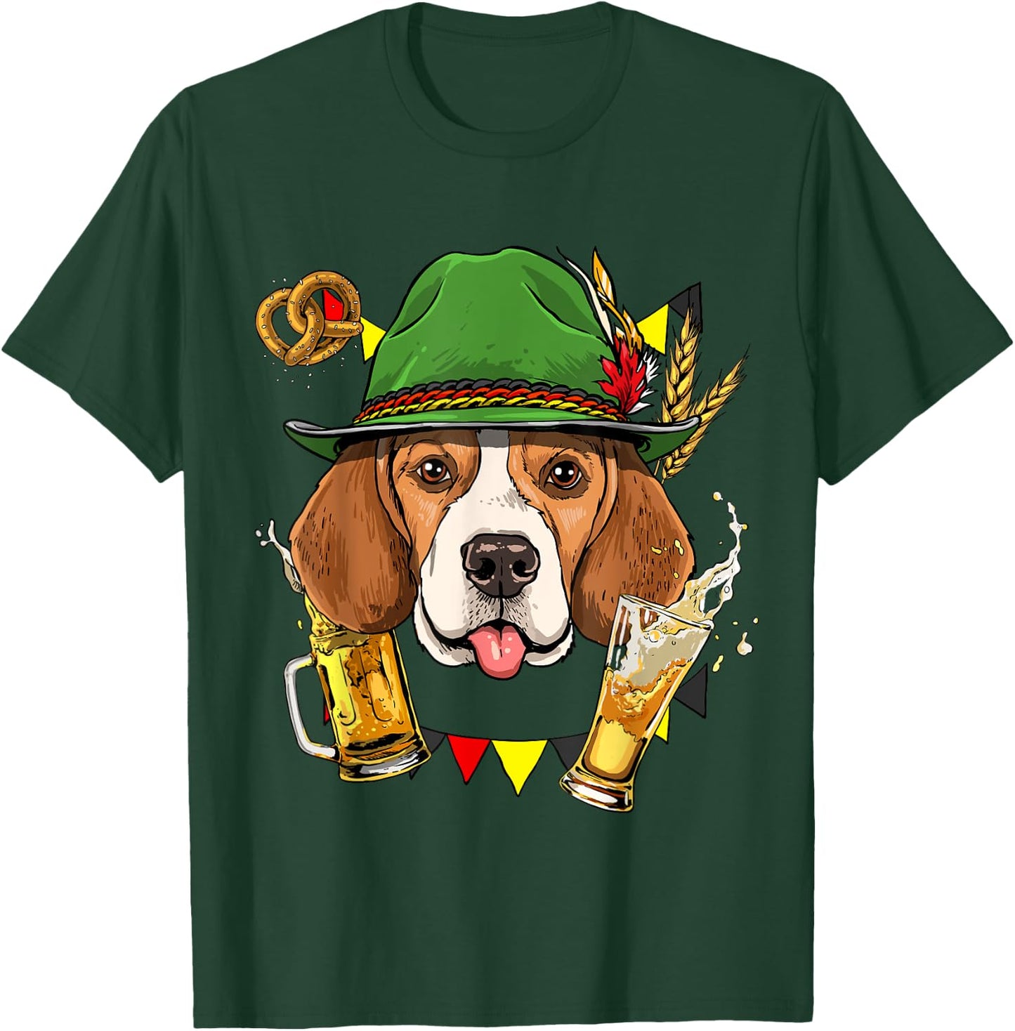 Beagle Oktoberfest Shirt Lederhosen Costume German Beer Fest T-Shirt - T-Shirt | Forest