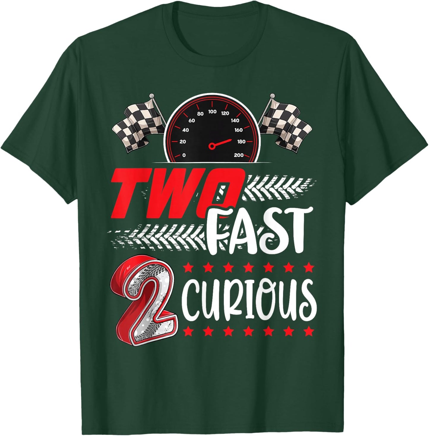 Two Fast 2 Curious Racing 2nd Birthday Two Fast Birthday T-Shirt - T-Shirt | Forest