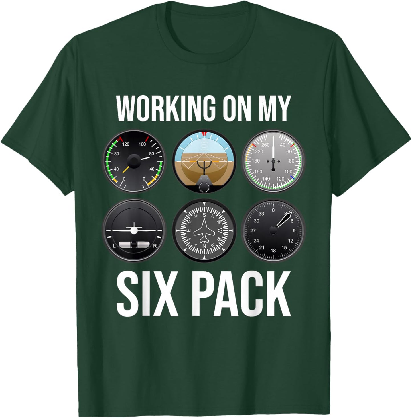 Working On My Six Pack Funny Pilot Aviator Aviation Airline T-Shirt - T-Shirt | Forest