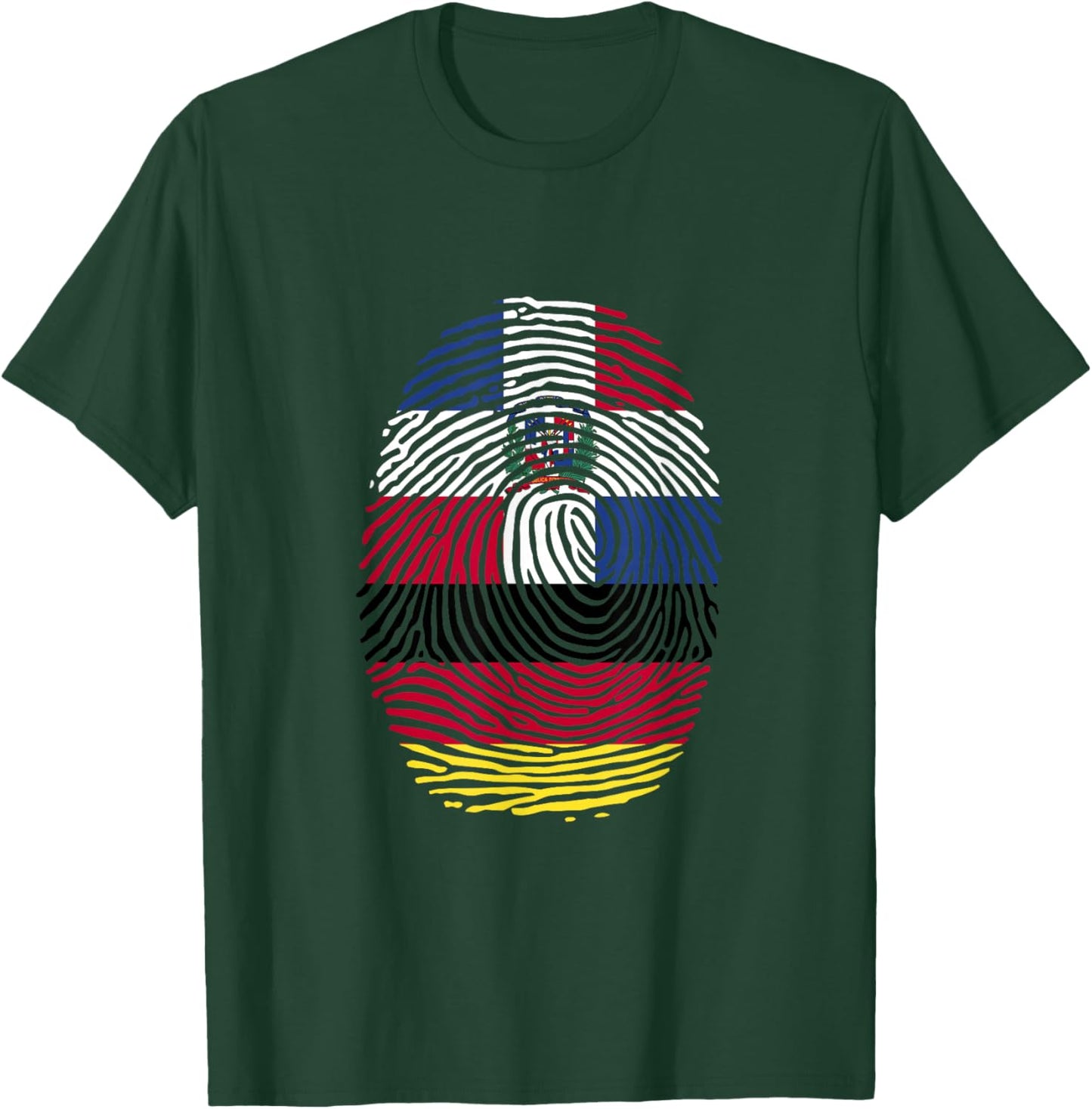 Dominican and Germany Fingerprint Dominicana German Roots T-Shirt - T-Shirt | Forest