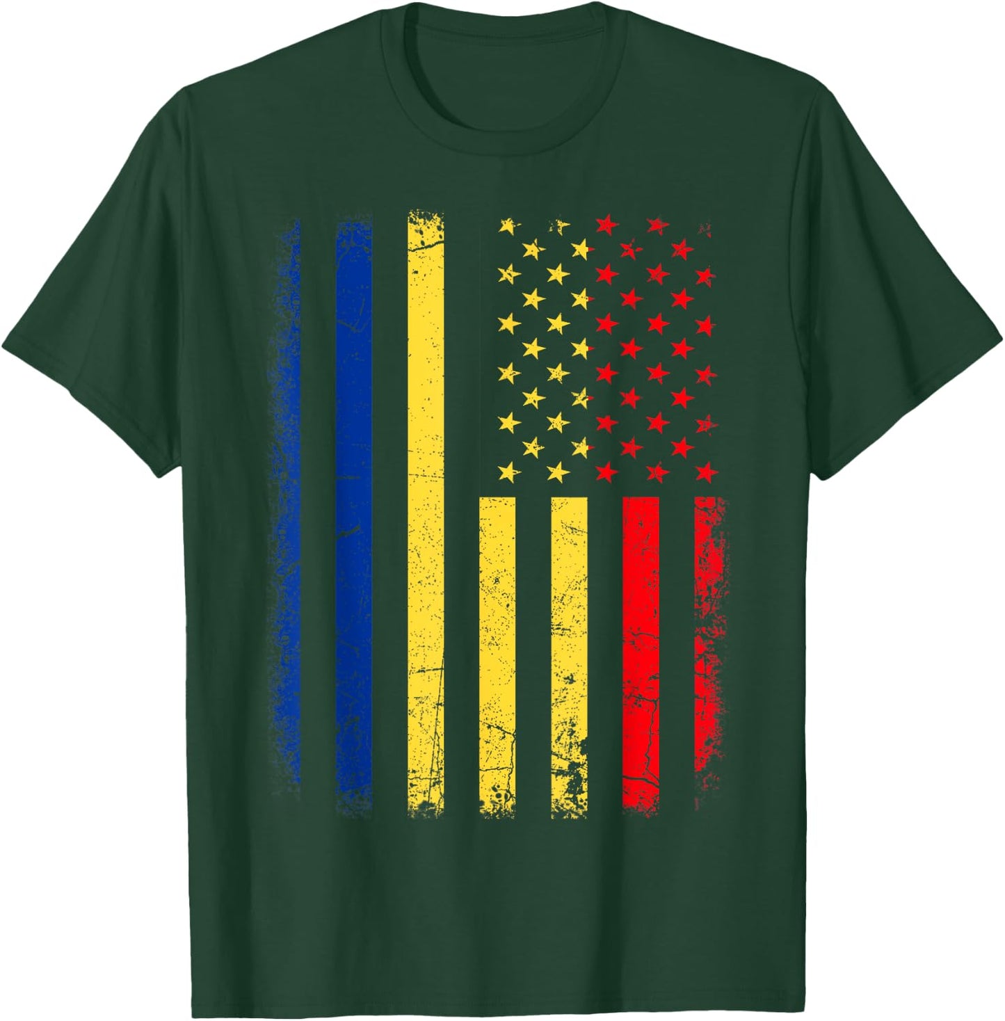 Romanian American Flag Romania America Pride Heritage T-Shirt - T-Shirt | Forest