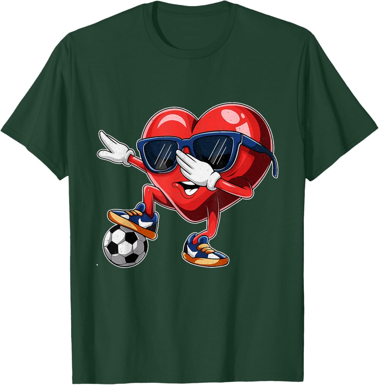 Valentine's Day Heart Dabbing Heart Player Soccer Boys Girl T-Shirt - T-Shirt | Forest