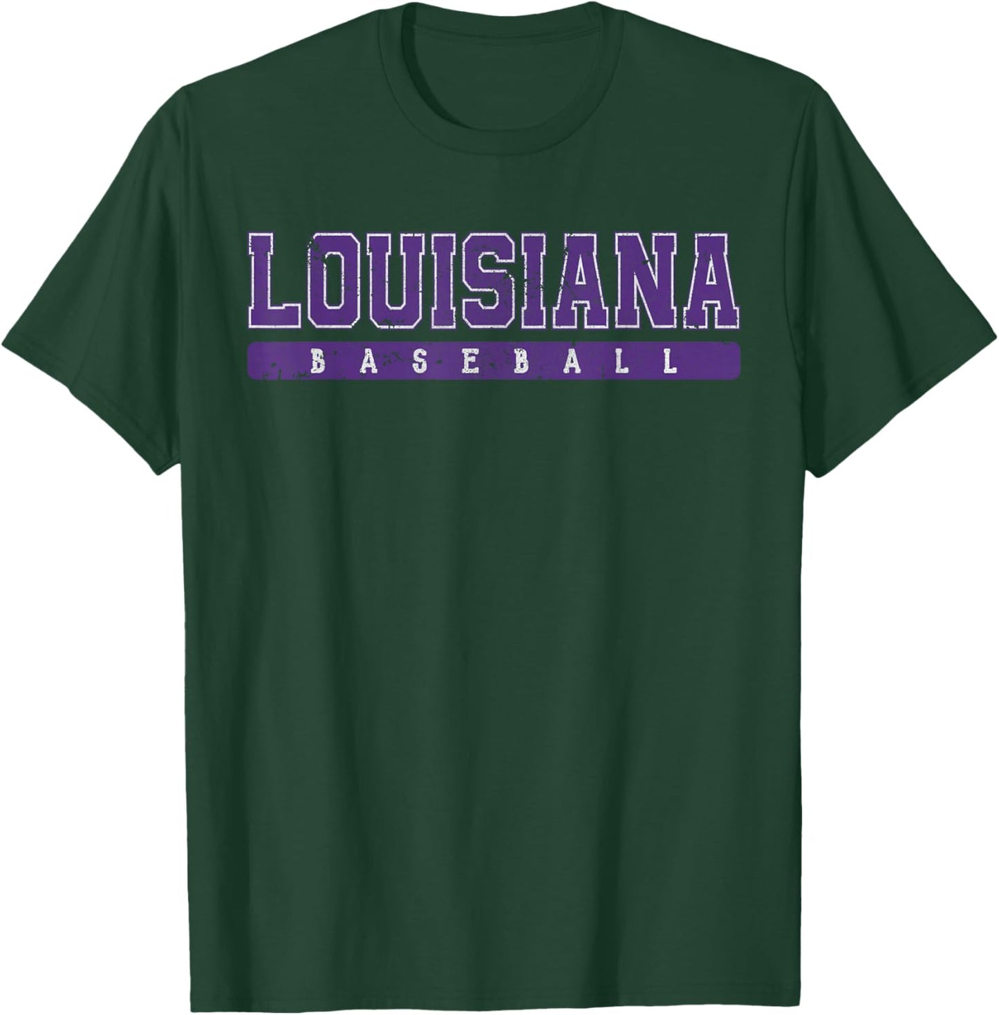 Louisiana Baseball Purple Vintage Text T-Shirt - T-Shirt | Forest
