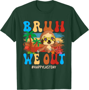 We Out Happy Last Day Costume Sloth Sunglasses Students T-Shirt - T-Shirt | Forest