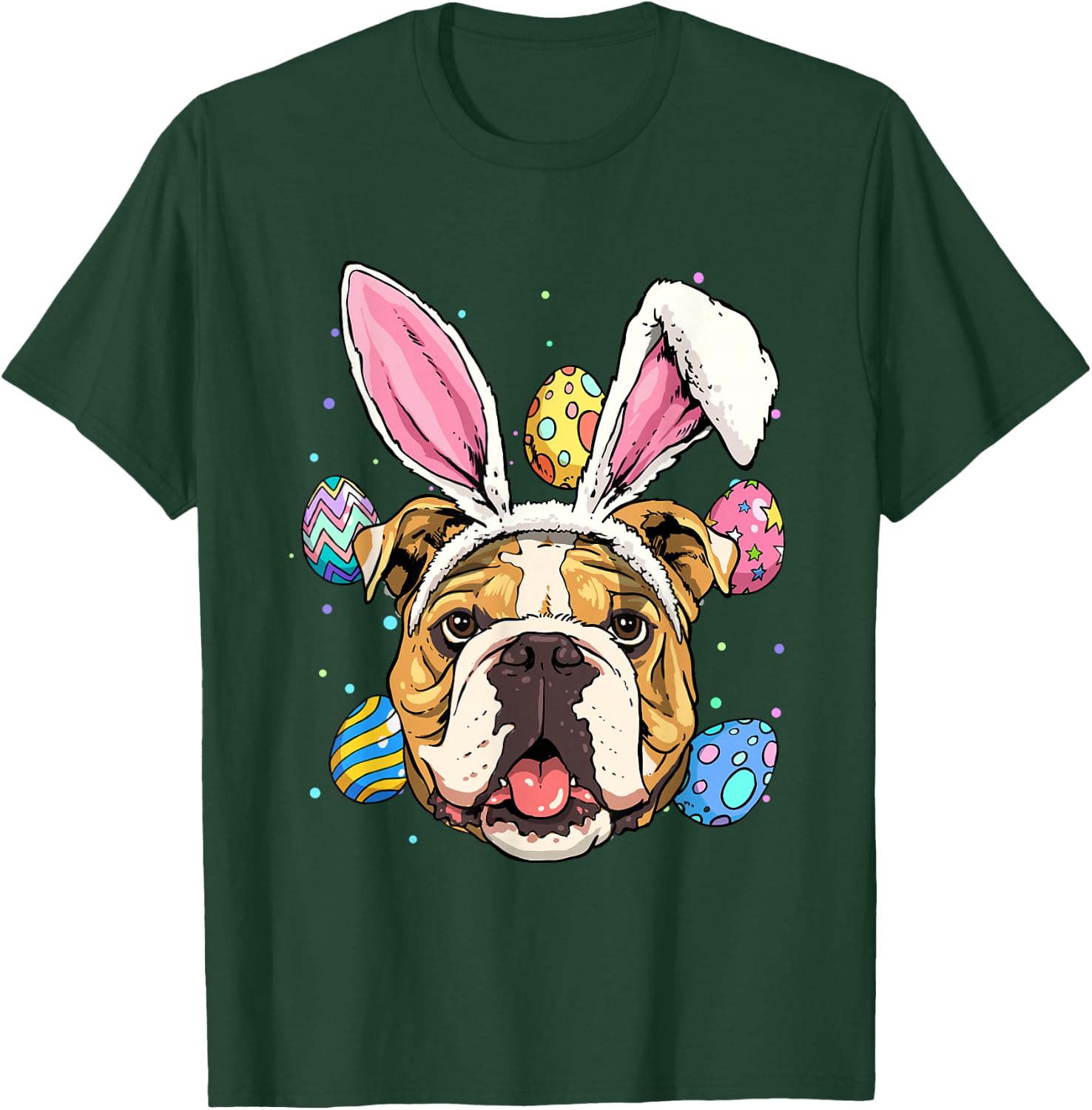 Easter Bunny American Bulldog Kids Men Women T-Shirt - T-Shirt | Forest