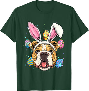 Easter Bunny American Bulldog Kids Men Women T-Shirt - T-Shirt | Forest