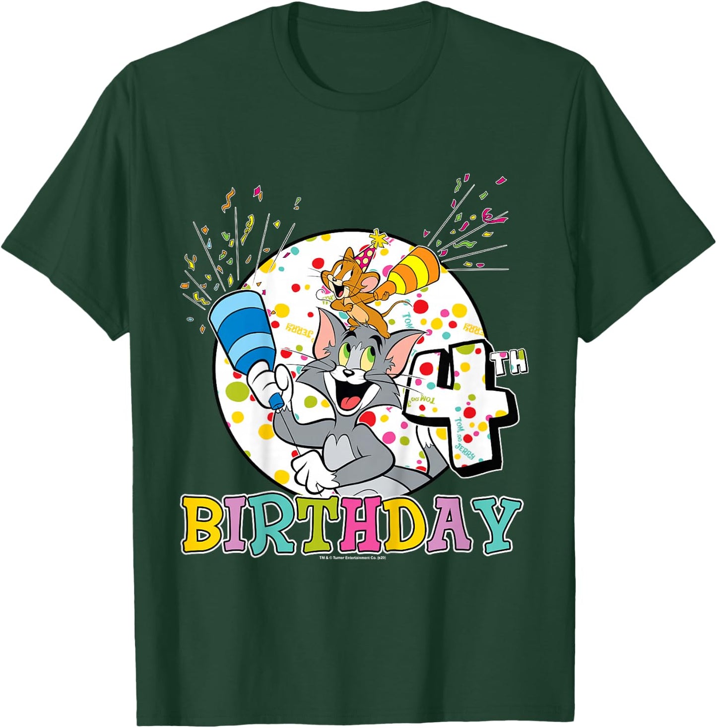 Kids Tom and Jerry 4th Birthday Portrait T-Shirt - T-Shirt | Forest