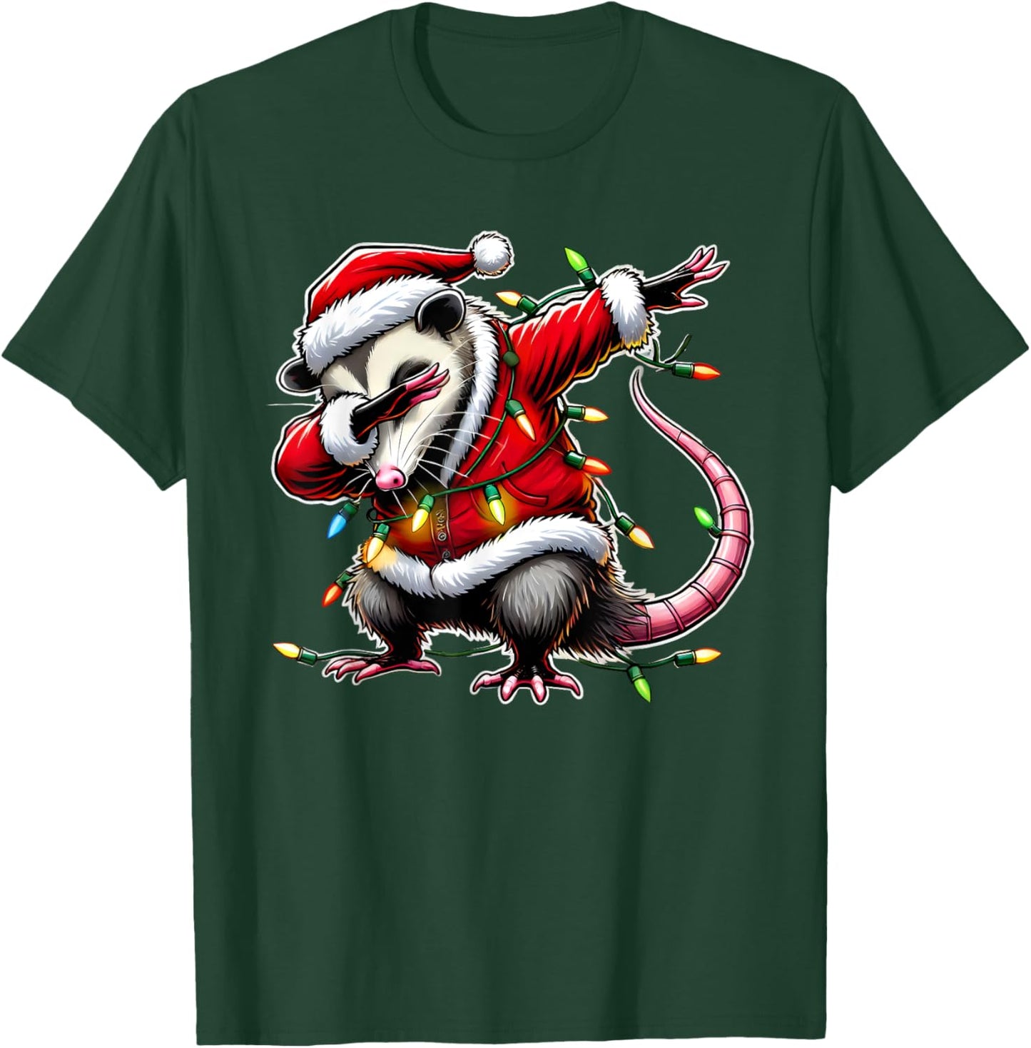 Christmas Santa Costume Dabbing Opossum Xmas Lights Kids Dab T-Shirt - T-Shirt | Forest
