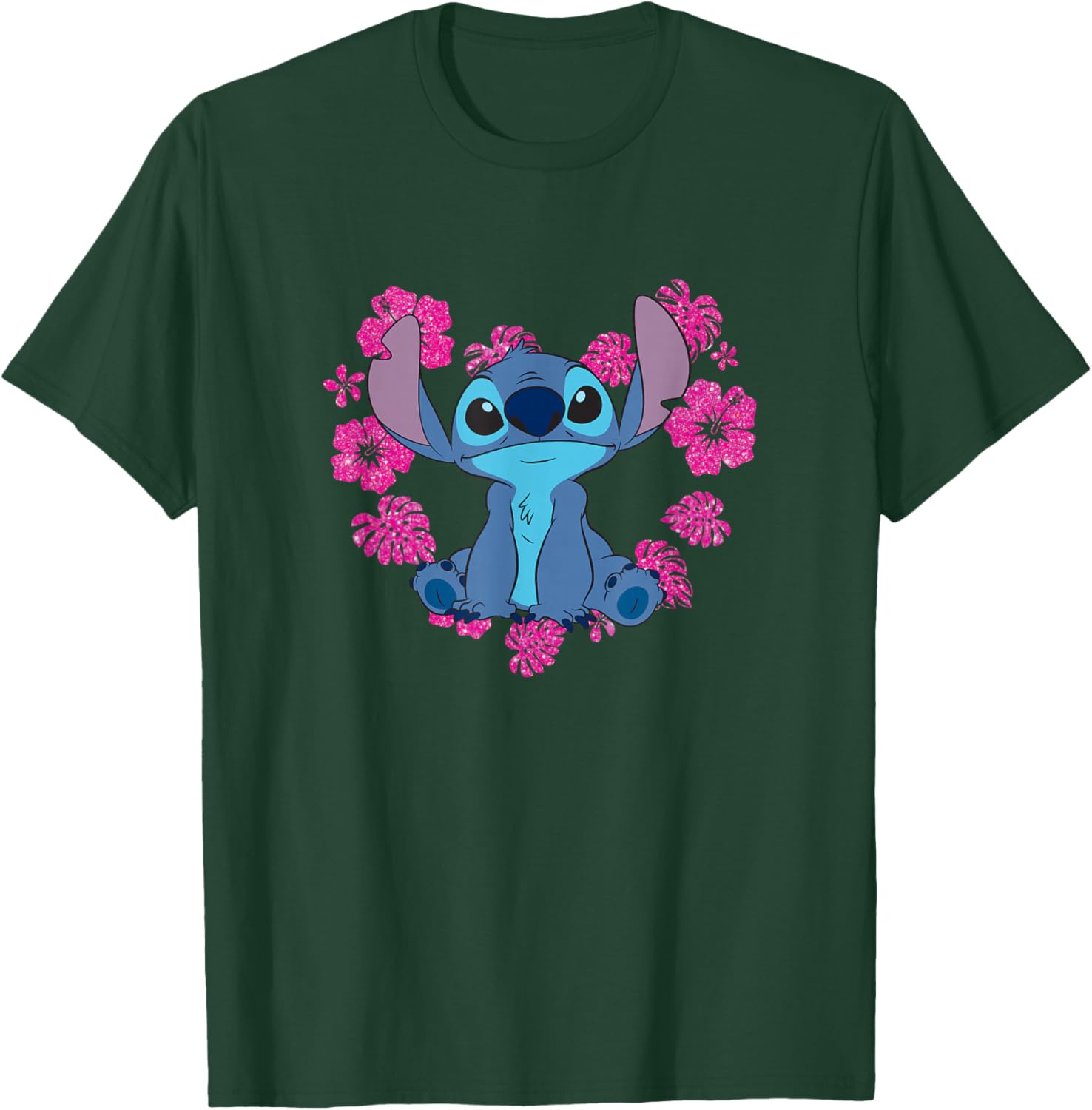 Disney Lilo & Stitch Heart Flower Shape Cute Stitch Big Logo T-Shirt - T-Shirt | Forest