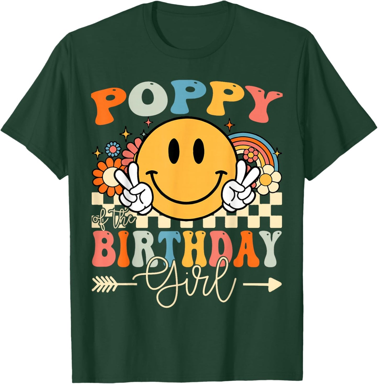 Poppy Of The Birthday Girl Groovy Retro Vintage T-Shirt - T-Shirt | Forest