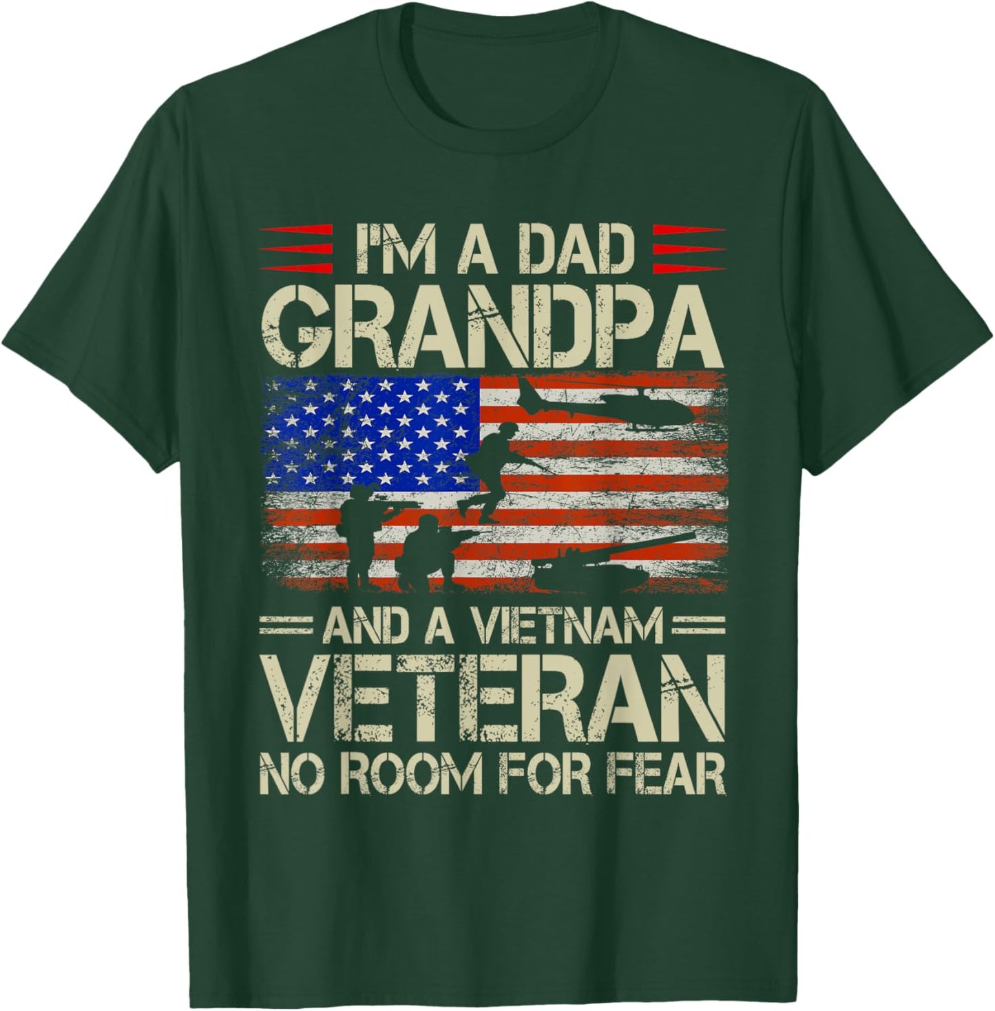 I'm A Dad Grandpa And Vietnam Veteran Retro Papa Grandpa T-Shirt - T-Shirt | Forest