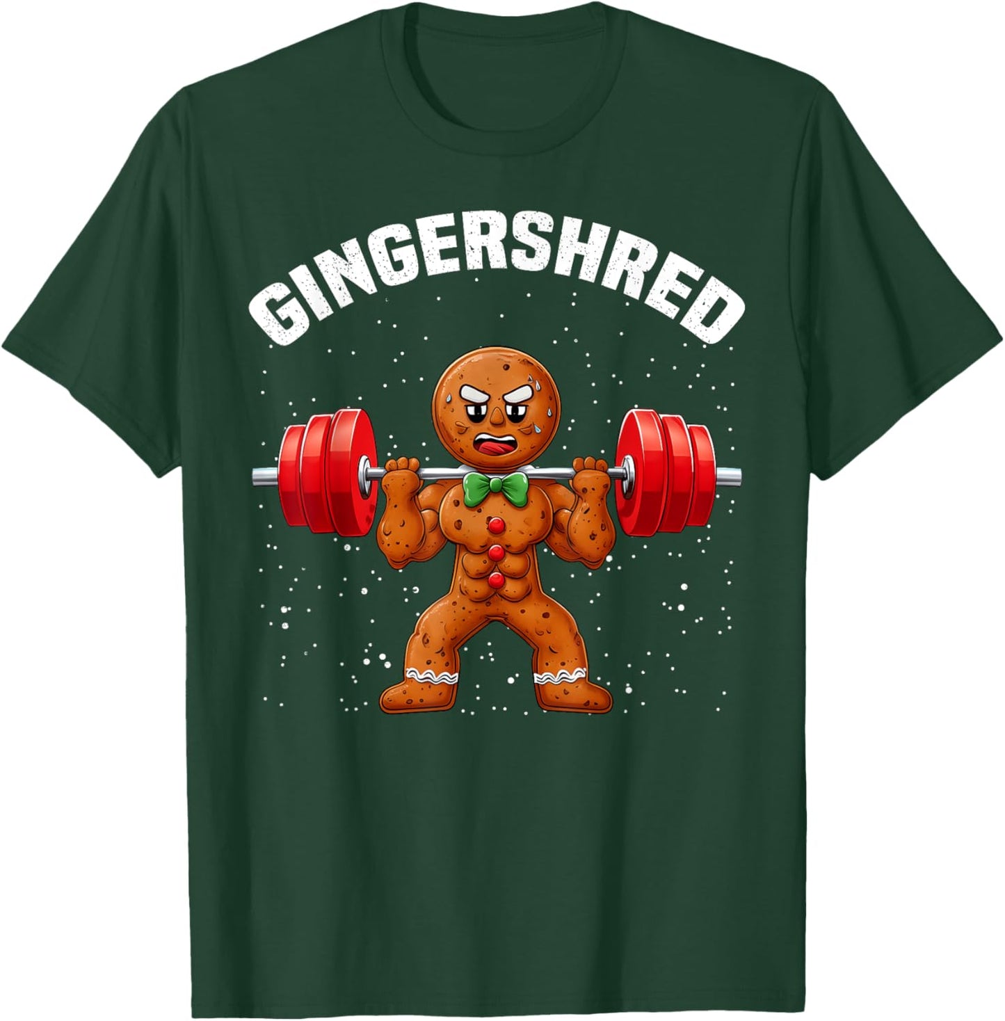 Gingershred Funny Gingerbread Man Gym Bodybuilding Christmas T-Shirt - T-Shirt | Forest