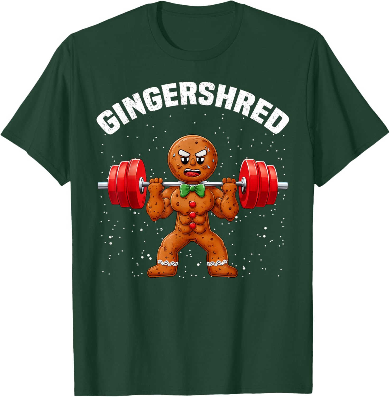 Gingershred Funny Gingerbread Man Gym Bodybuilding Christmas T-Shirt - T-Shirt | Forest