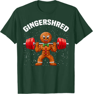 Gingershred Funny Gingerbread Man Gym Bodybuilding Christmas T-Shirt - T-Shirt | Forest