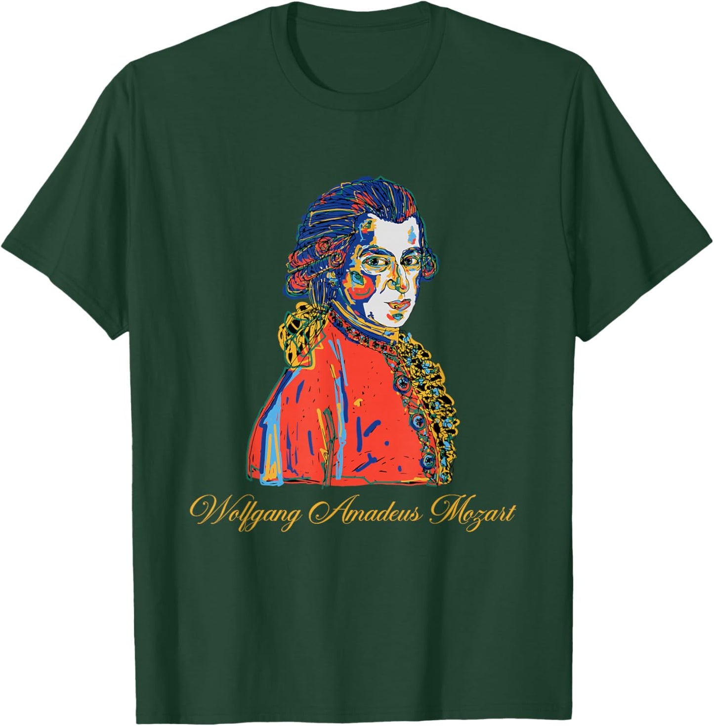 Wolfgang Amadeus Mozart Hand Drawn Portrait Vintage T-Shirt - T-Shirt | Forest