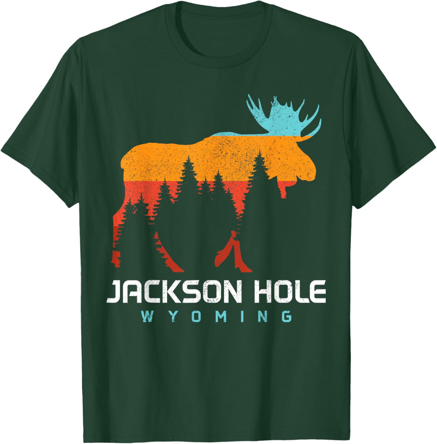 Jackson Hole Wyoming Vintage Moose Souvenir Pride Vintage T-Shirt - T-Shirt | Forest