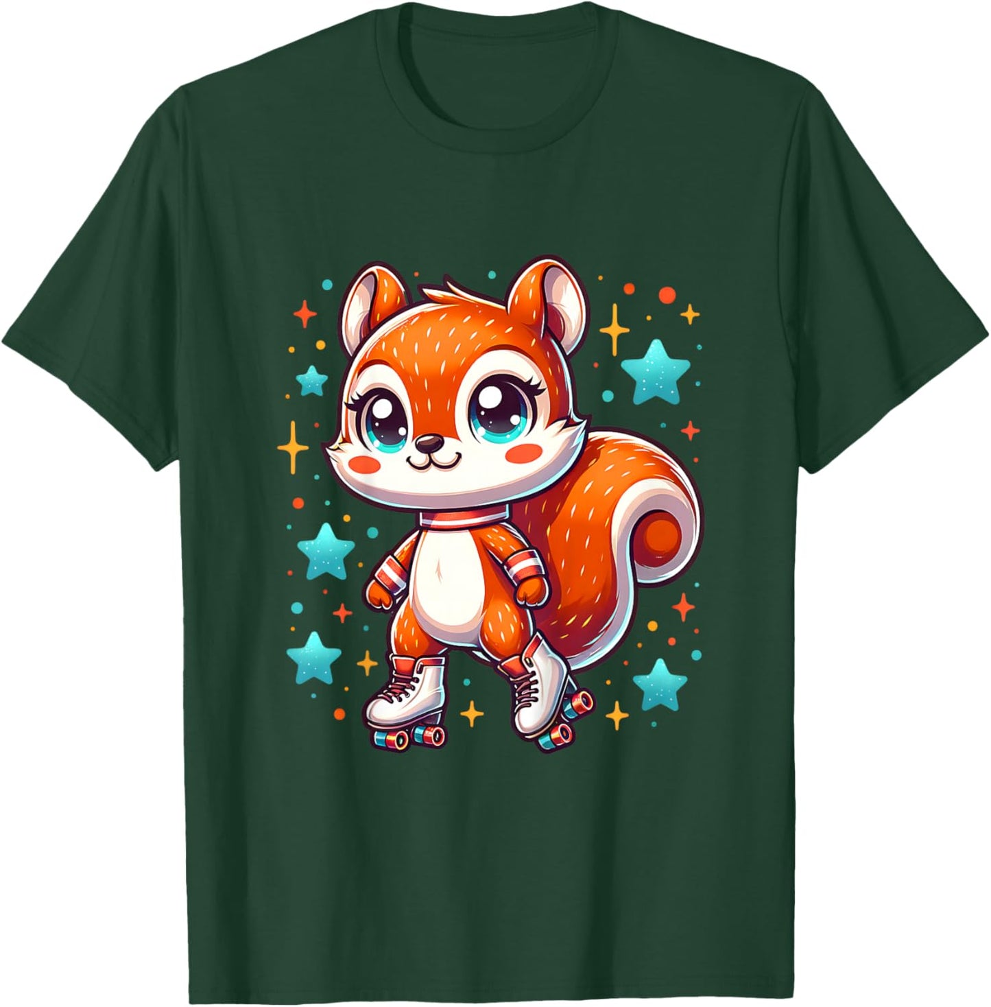 Squirrel Roller Skates Cute Girl Love Roller Skating Graphic T-Shirt - T-Shirt | Forest