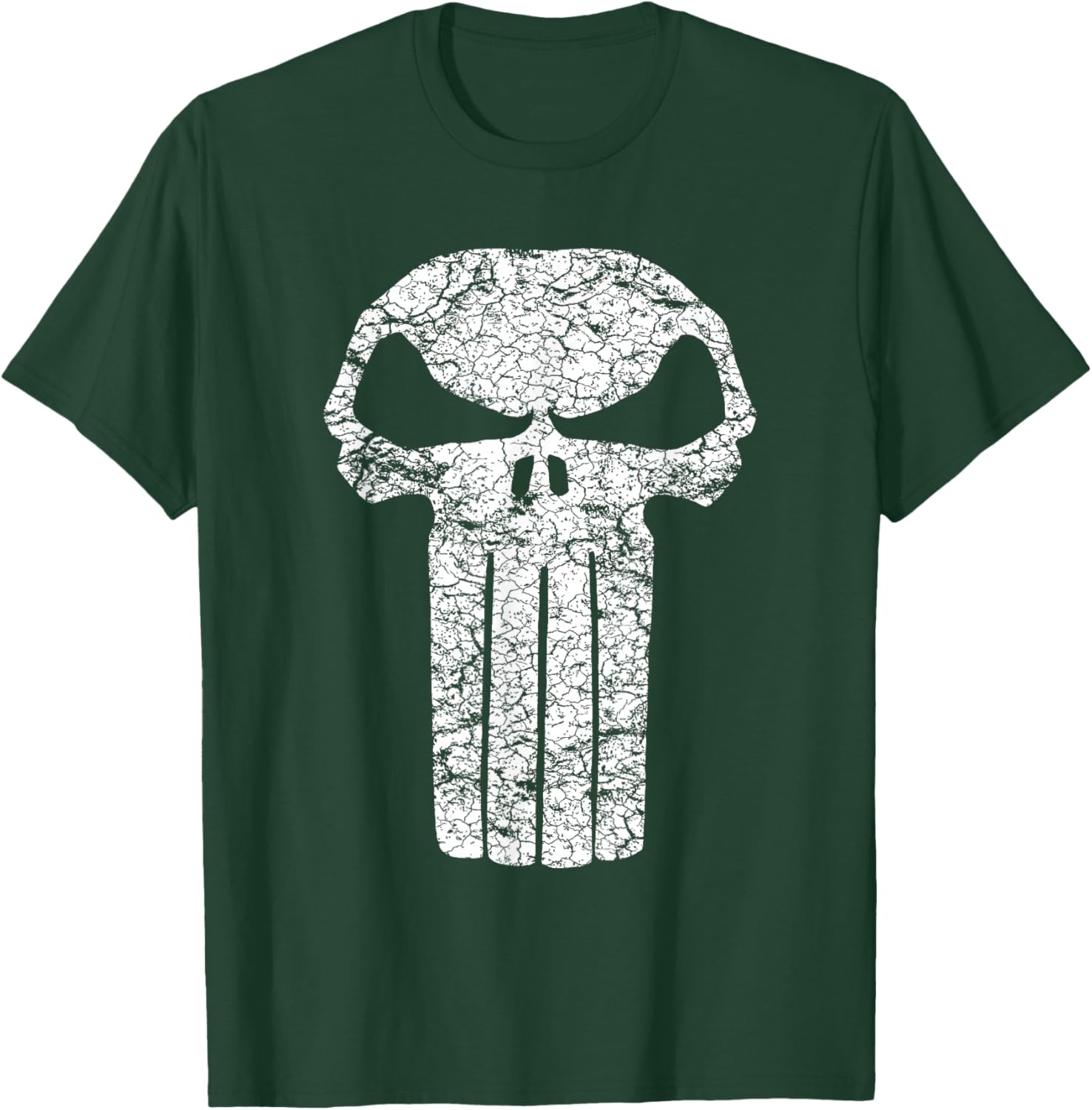 Marvel Punisher Distressed Cracking Skull Vintage Logo T-Shirt - T-Shirt | Forest