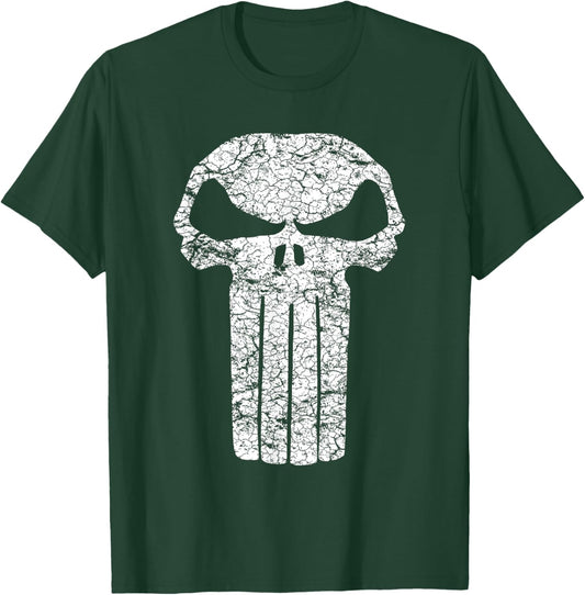 Marvel Punisher Distressed Cracking Skull Vintage Logo T-Shirt - T-Shirt | Forest