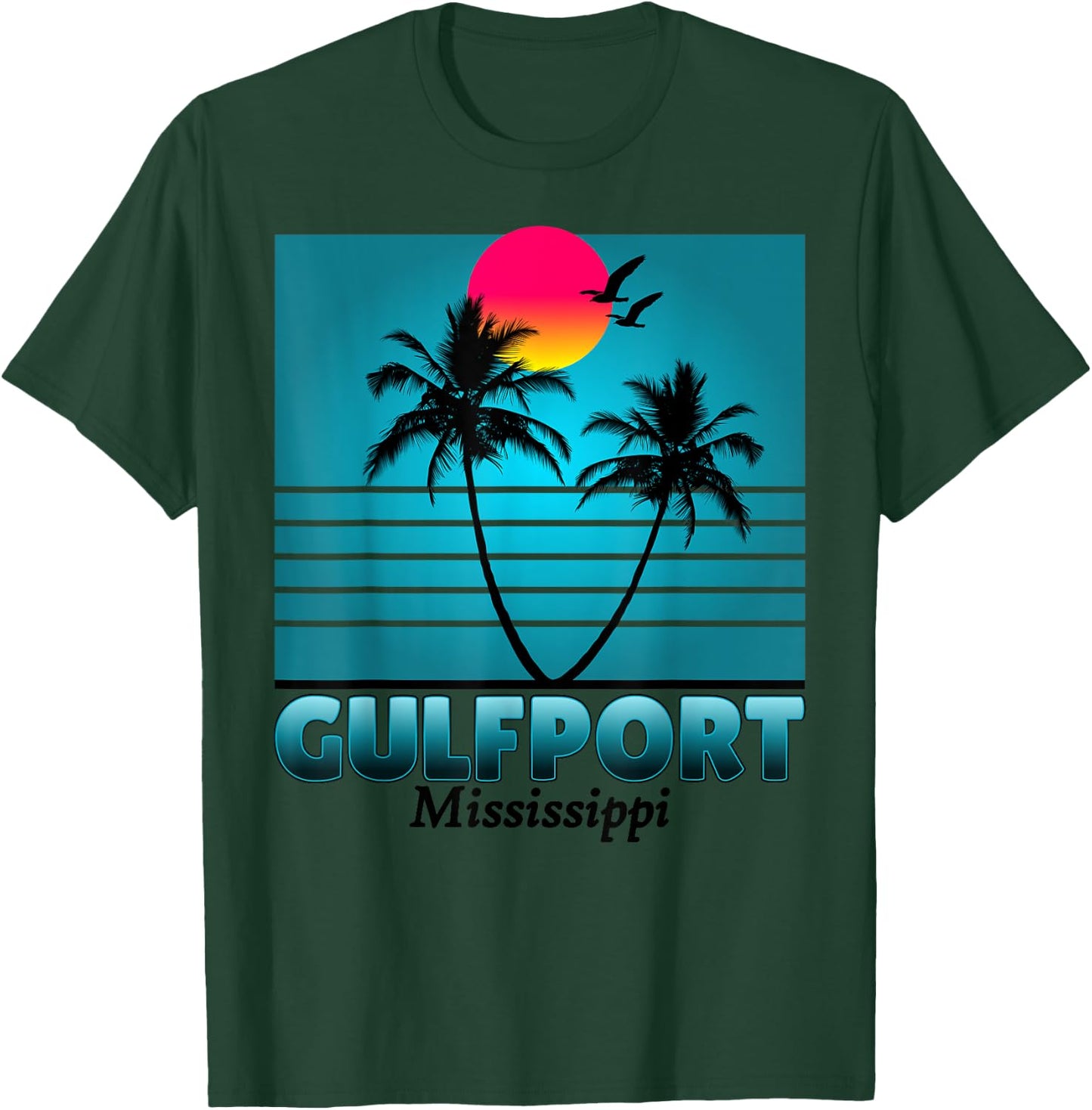 Gulfport Mississippi Holiday Retro Vintage Gift T-Shirt - T-Shirt | Forest