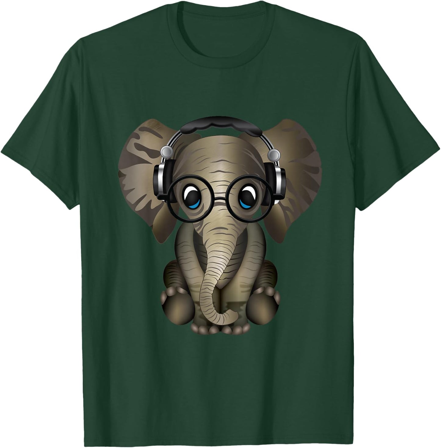 Baby Elephant DJ Wearing Headphones & Glasses Gift T-Shirt - T-Shirt | Forest