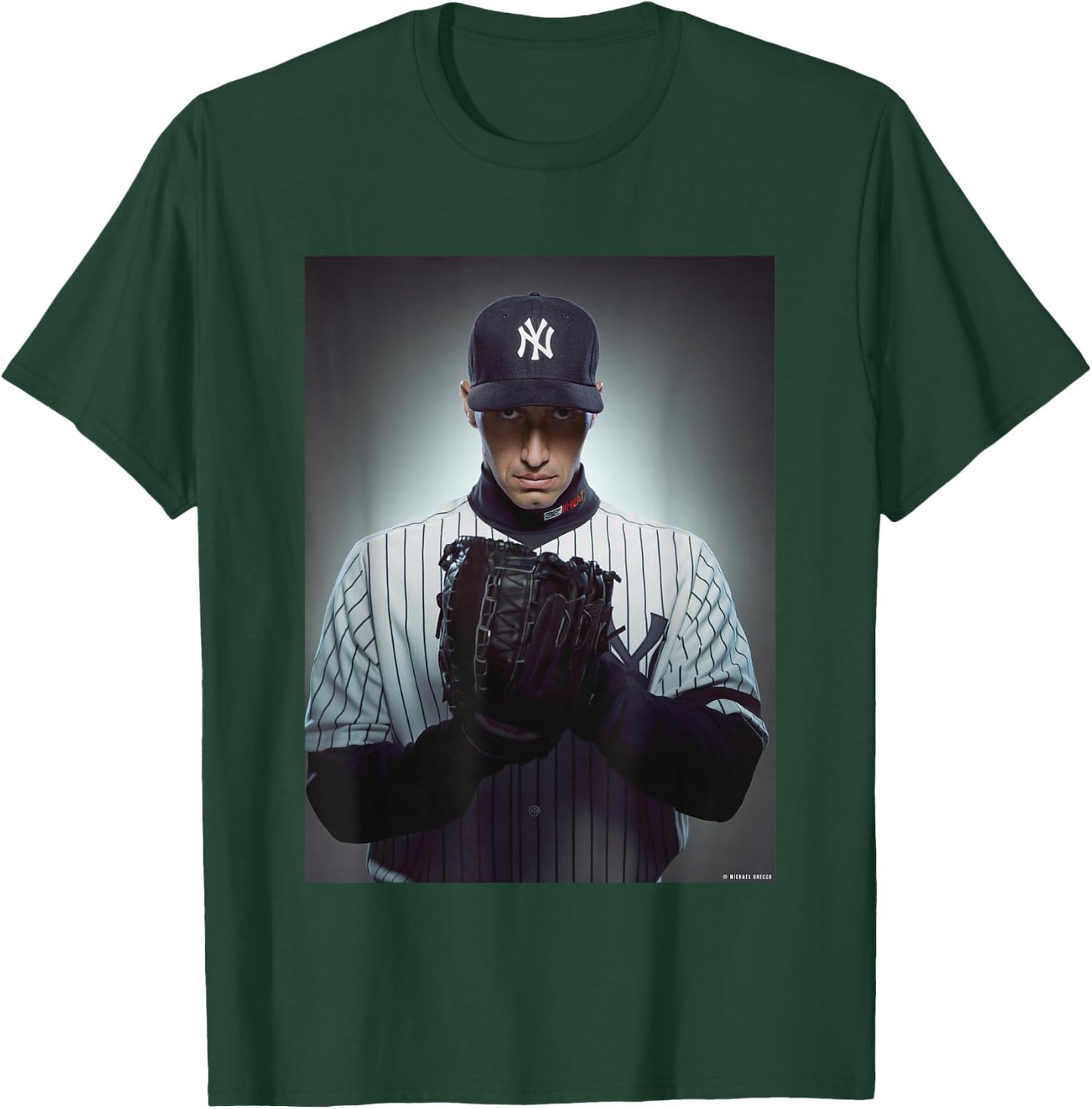 Andy Pettitte New York Yankees Catcher by Michael Grecco T-Shirt - T-Shirt | Forest
