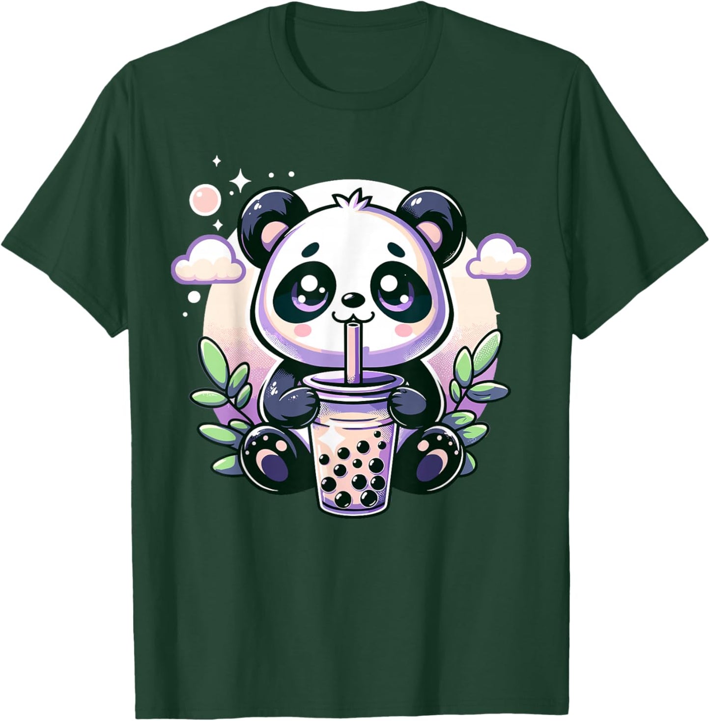 Kawaii Panda Anime Boba Drink Bubble Tea Kids Teen Girl Boy T-Shirt - T-Shirt | Forest
