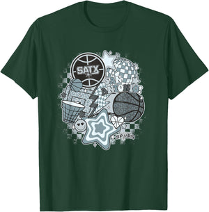 NBA San Antonio Spurs Psychedelic Basketball Collage T-Shirt - T-Shirt | Forest