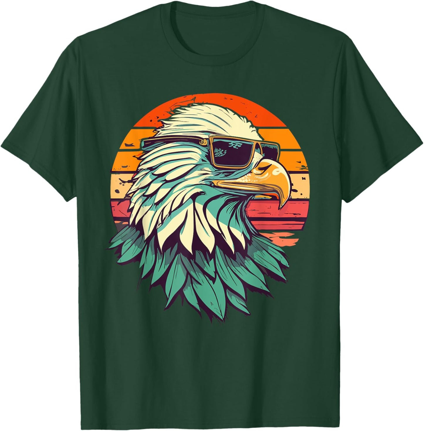 Vintage Eagle with Sunglasses - Retro American Bald Eagle T-Shirt - T-Shirt | Forest